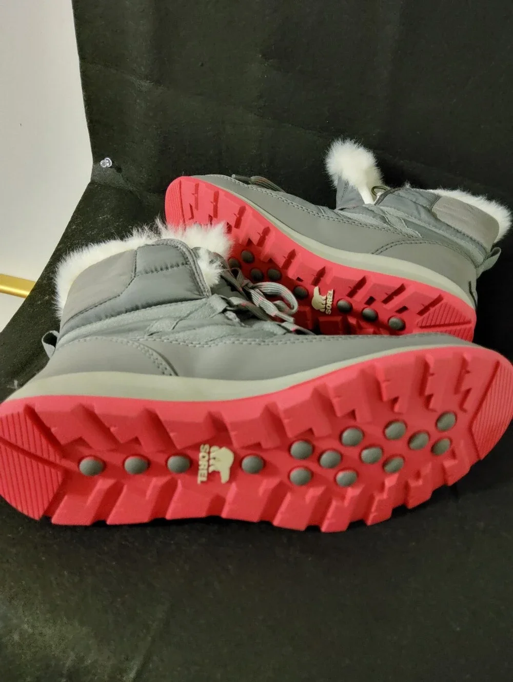 Sorel, Whitney, Quarry/Bright Rose, Waterproof Snow Boots, Size 8 - Picture 7 of 11